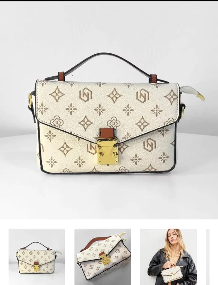 CARTERA GRECIA COLOR BLANCO CUERO SINTÉTICO 21 CMS ANCHO X 14 ALTO X 7 AMPLITUD 