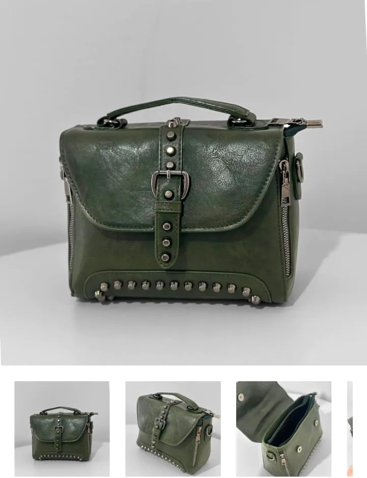 CARTERA DOA COLOR VERDE MILITAR CUERO SINTÉTICO 25 LARGO X 19 ANCHO X 12 AMPLITUD 