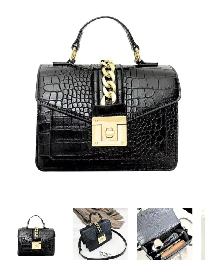 CARTERA JANA COLOR NEGRO PU CUERO SINTÉTICO CROCO 21 ANCHO X 16 LARGO X 9 AMPLITUD 
