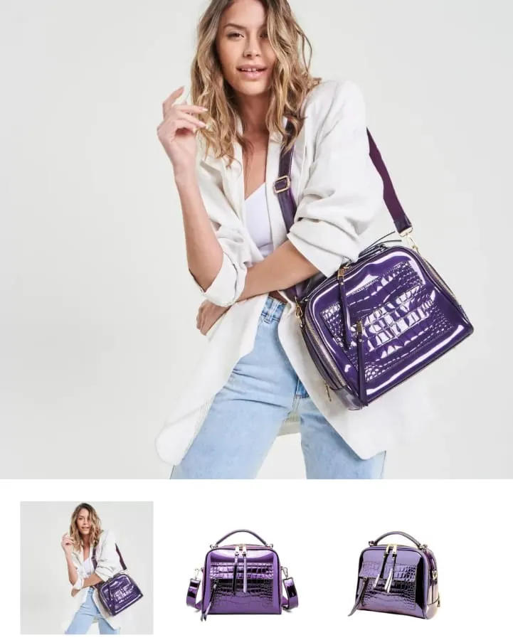 CARTERA YEN COLOR VIOLETA PU CUERO SINTÉTICO SATINADO 25 ANCHO X 22 ALTO X 13 AMPLITUD 
