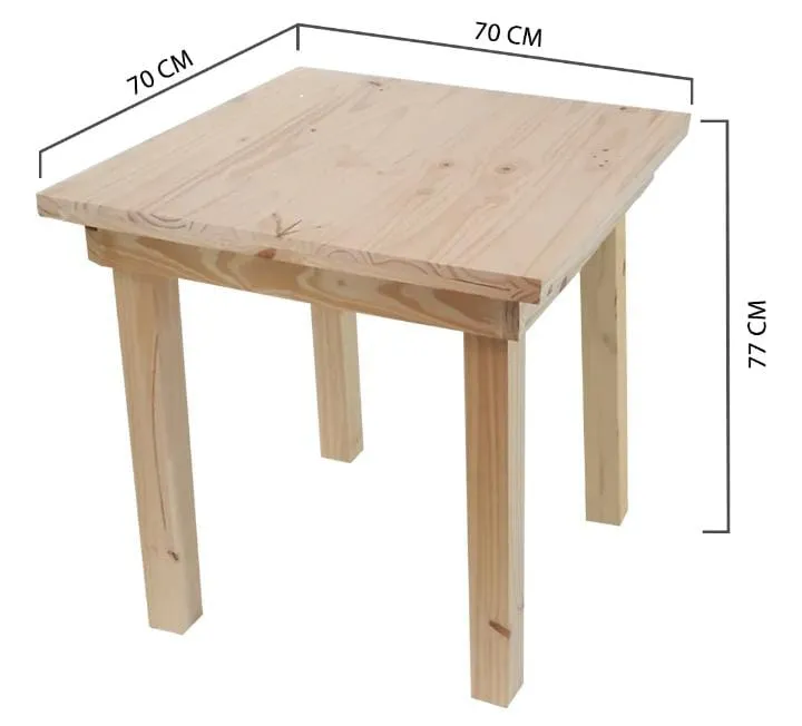 Mesa patas macizas 70 x 70