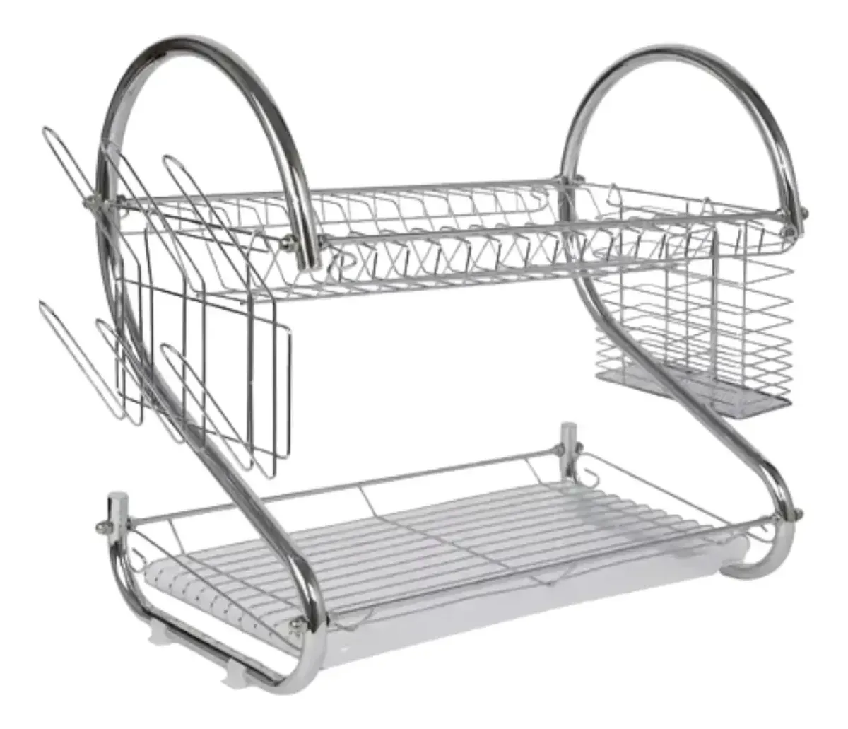 SECA PLATOS CROMADO 2 PISOS CON BANDEJA
