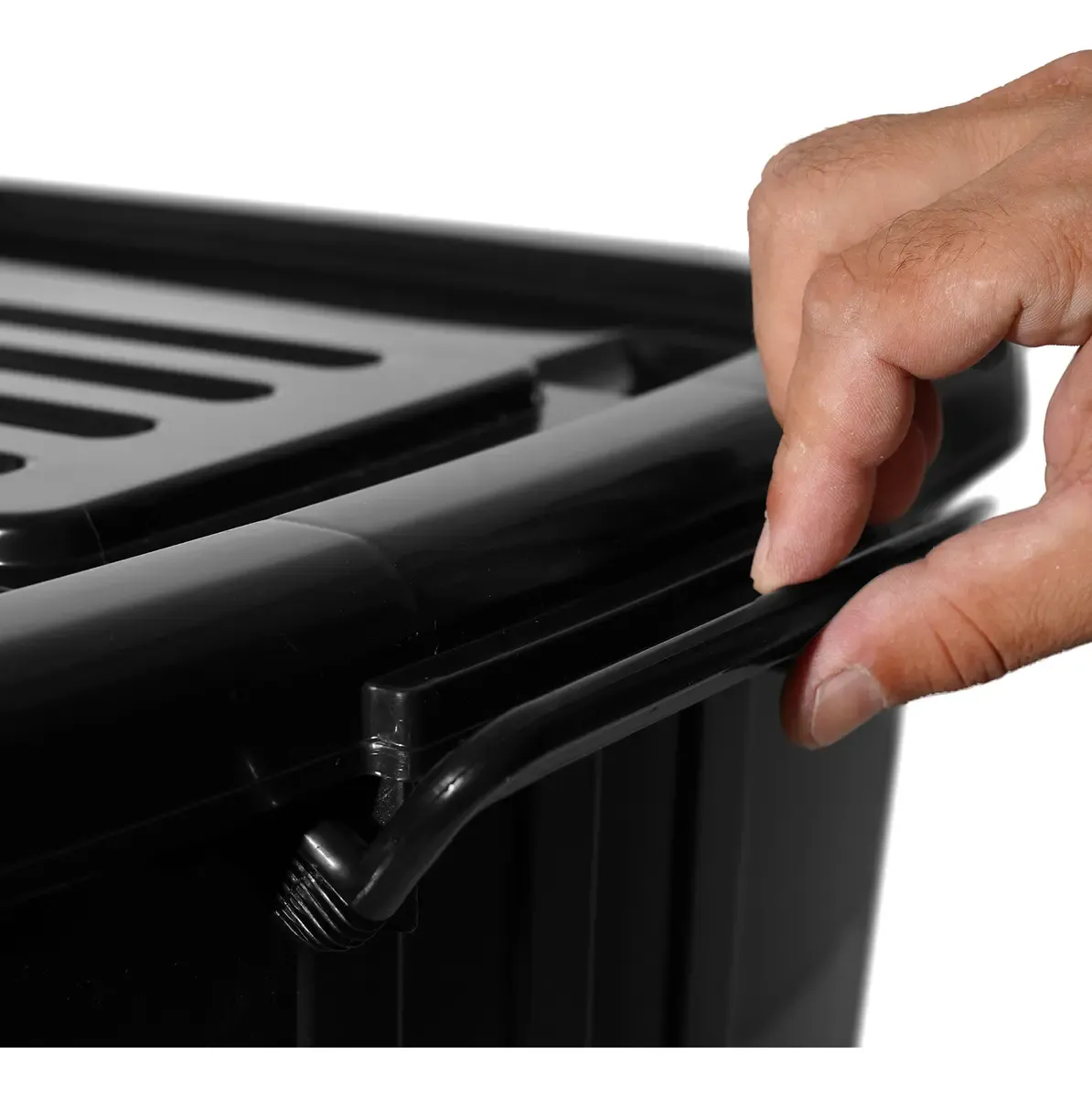 Caja Plástica Apilable Con Tapa Alta Resistencia 40 Litros Negro - organizador - imagen 2
