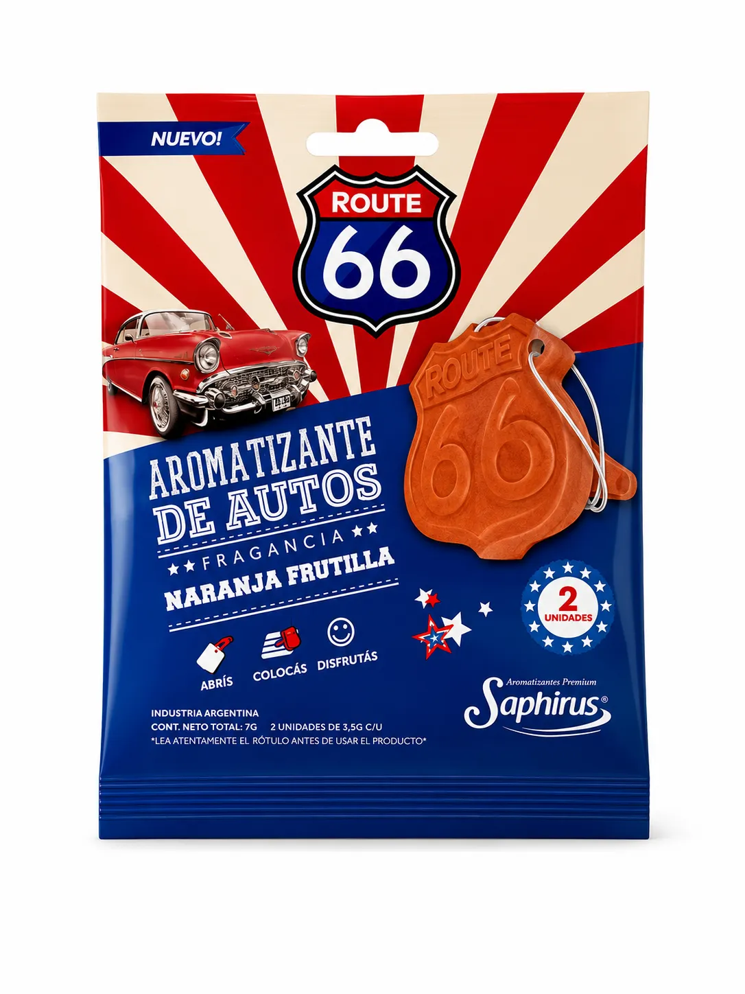 Aromatizante para Autos Route 66 – Naranja Frutilla