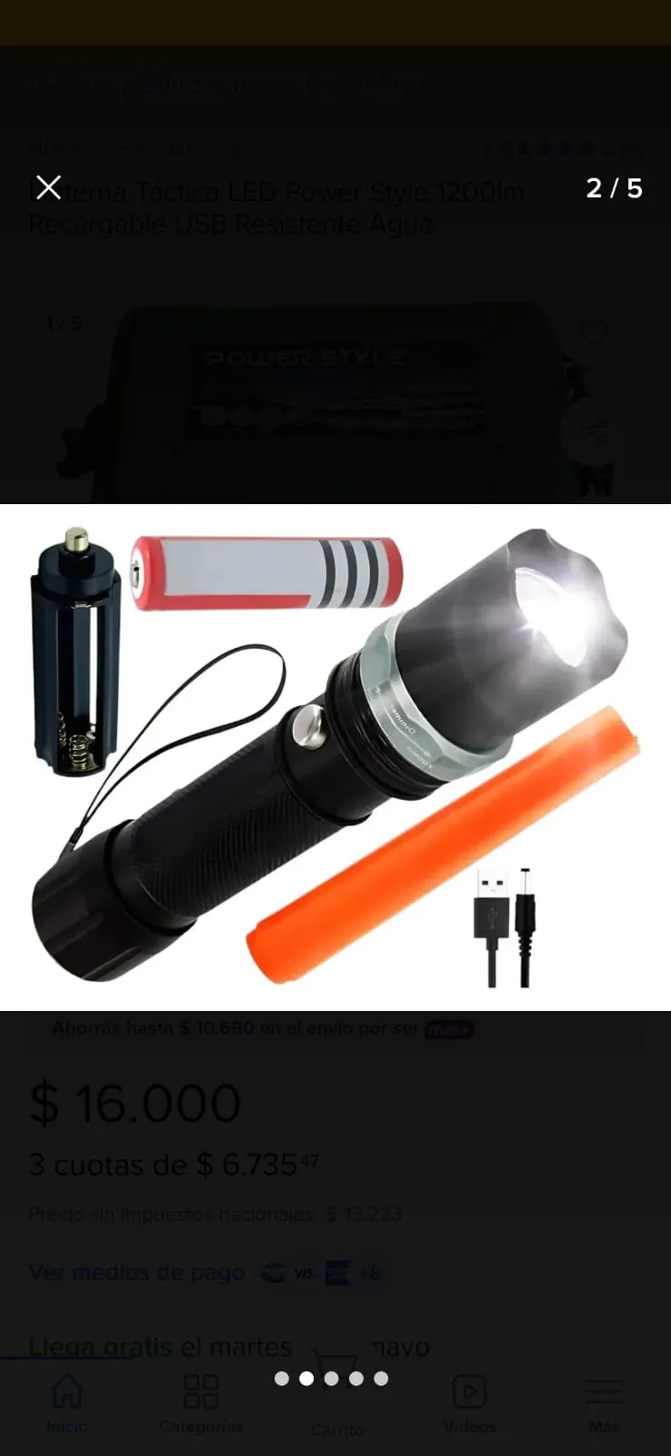 linterna metal con baliza y estuche - imagen 2