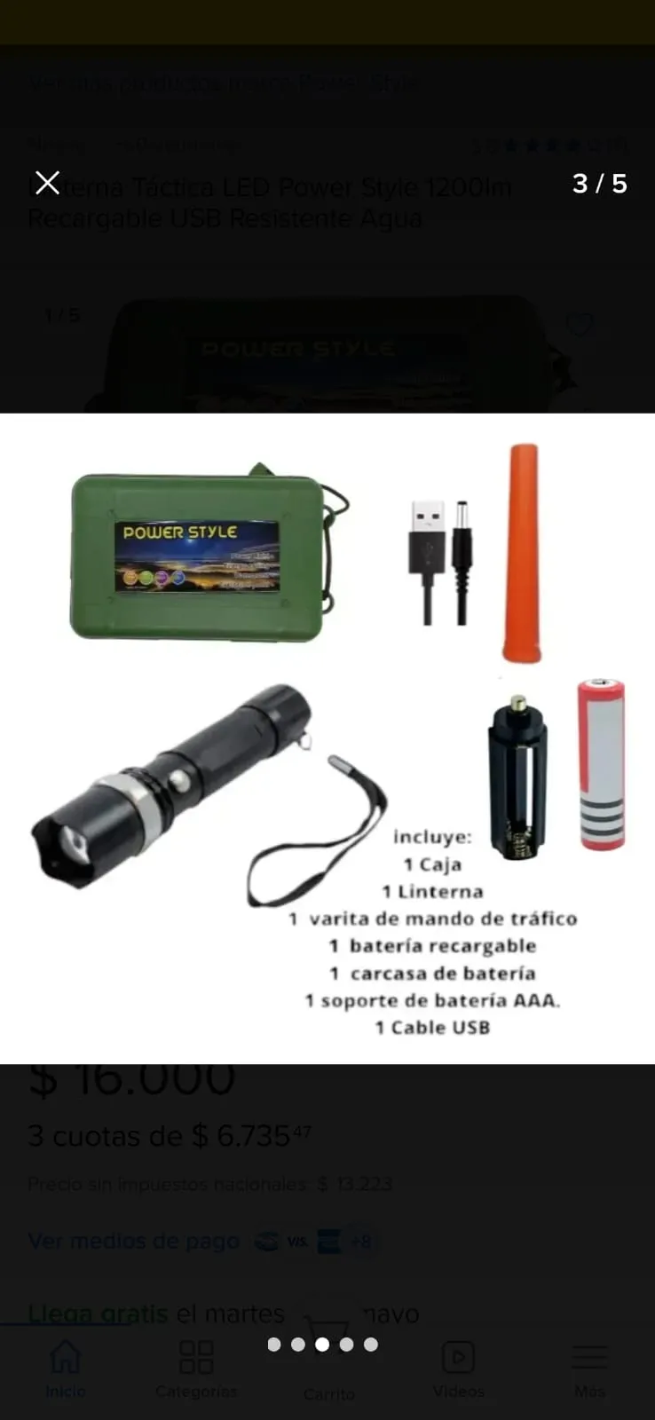 linterna metal con baliza y estuche - imagen 3