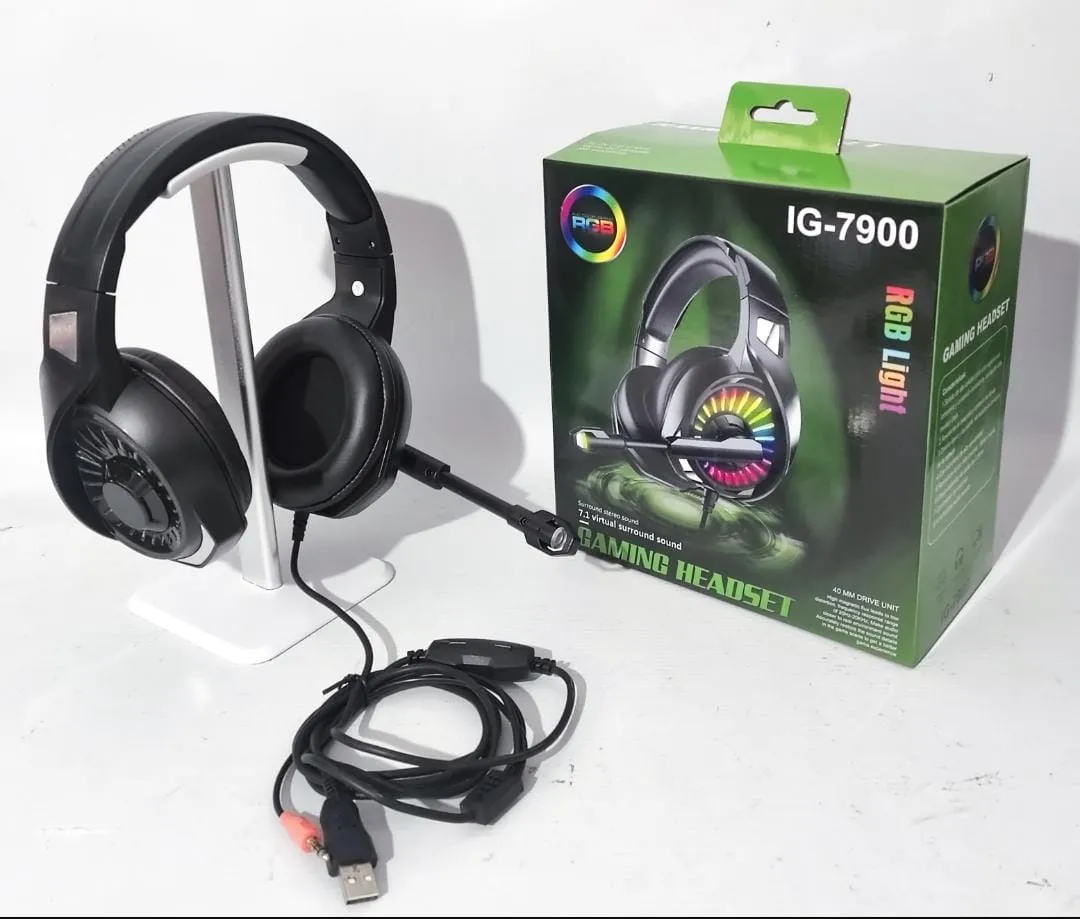 Auricular gamer luz RGB microfono