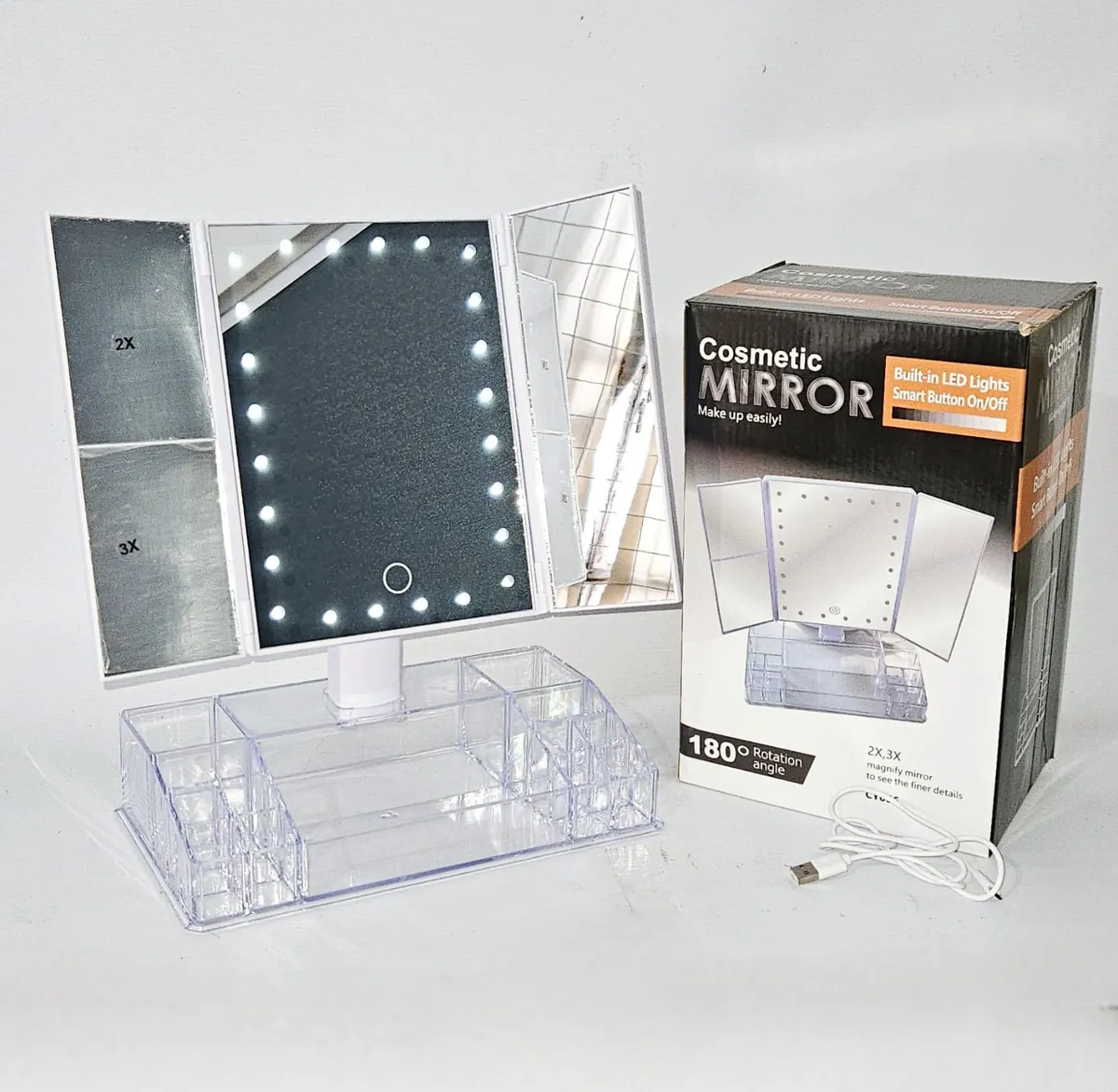 ORGANIZADOR ESPEJO LUZ 180Â° ZOOM X2/X3