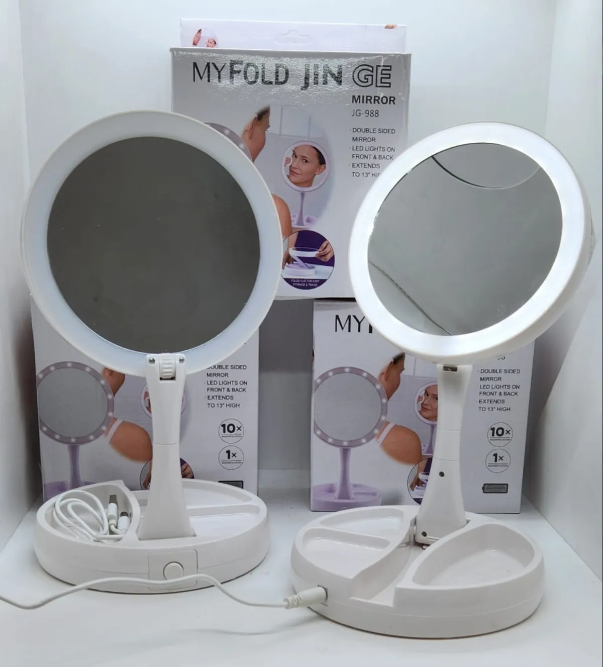 ESPEJO CON LUZ PLEGABLE USB REDONDO