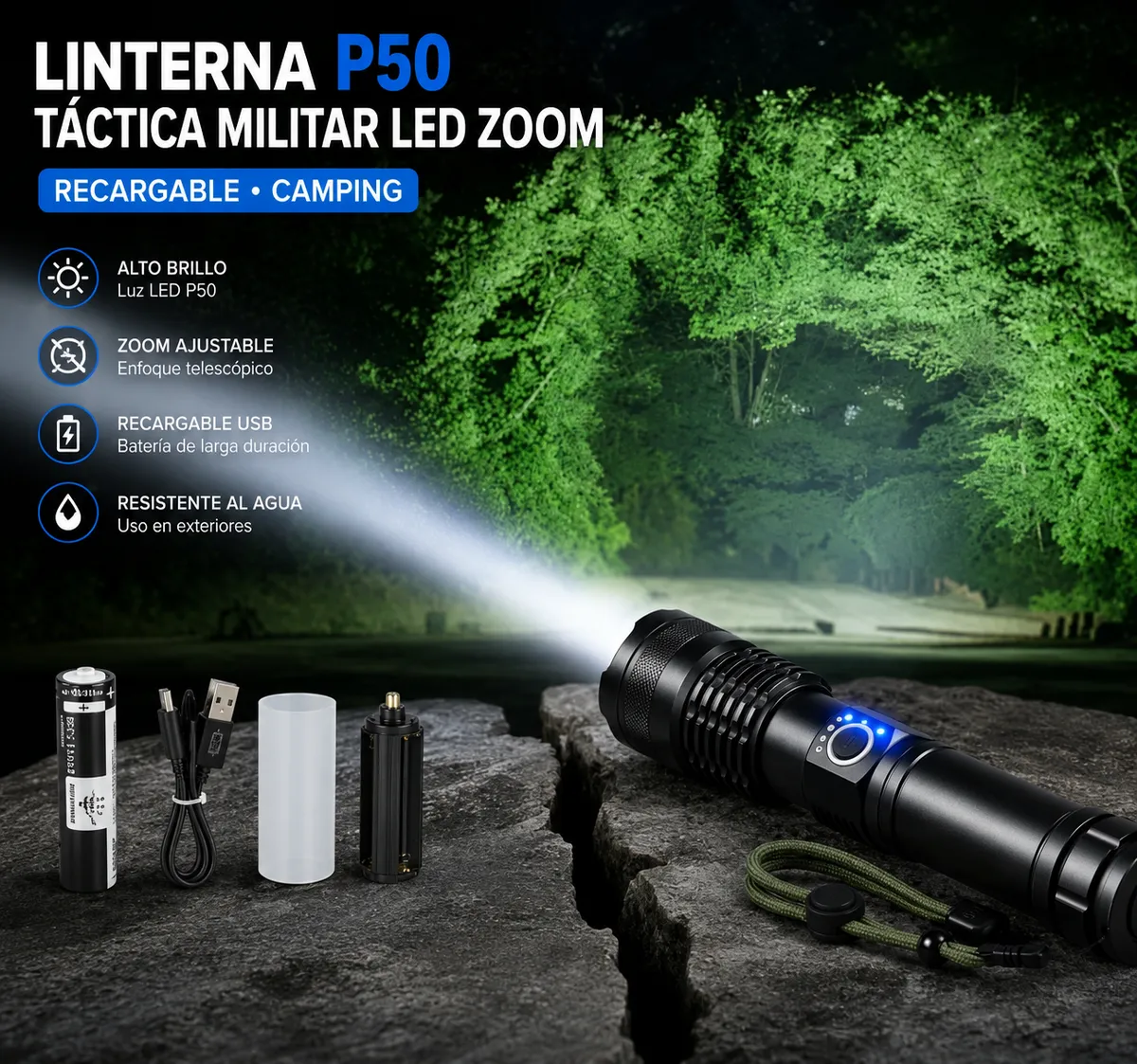linterna led metálica p50 - imagen 2