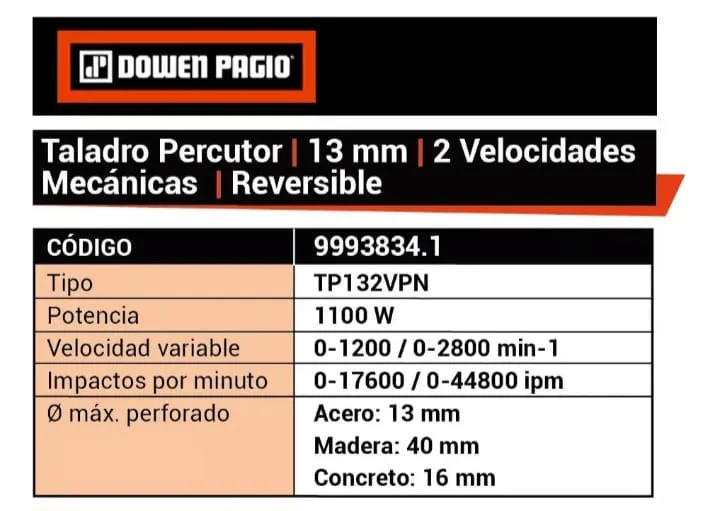 Taladro 13 mm dowen pagio - imagen 2