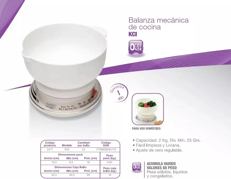 Balanza de cocina analógica 25 gr. 2 kg. - imagen 3