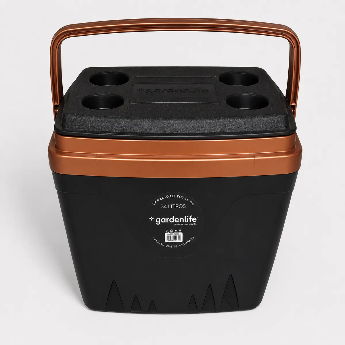 Conservadora 34 litros color negro y cobre