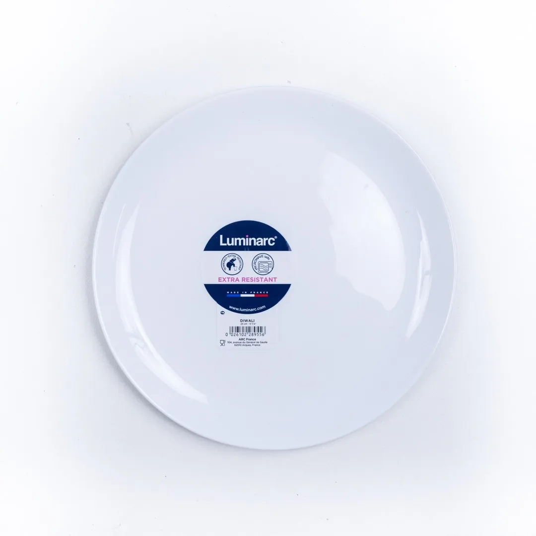 JUEGO DE 6 PLATOS PLAYOS BLANCOS  DIWALI LUMINARC