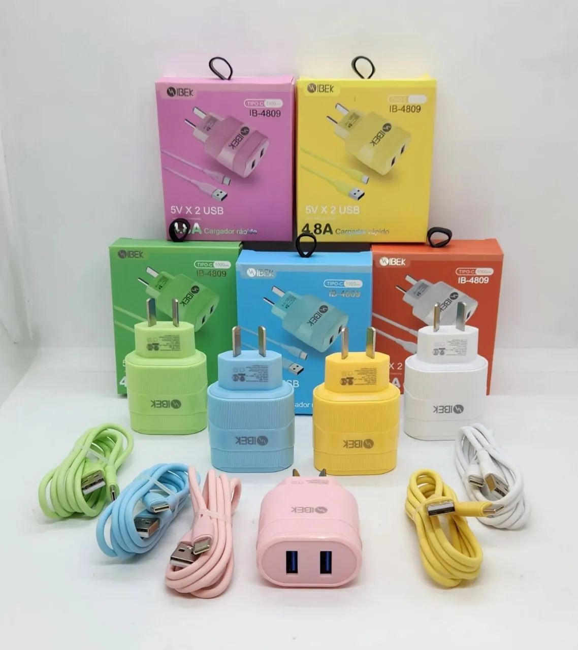 Cargador 4.8 A con cable USB C - COLORES