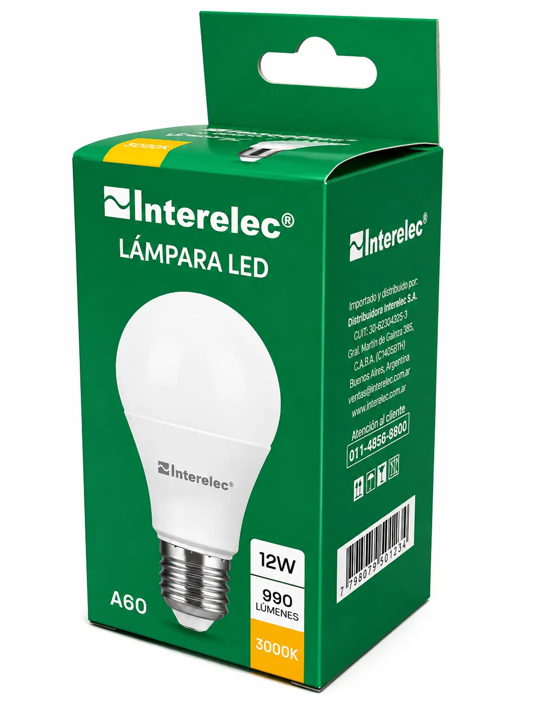 LAMPARA LED 12 W. BLANCO CALIDO A60  `INTERELEC`