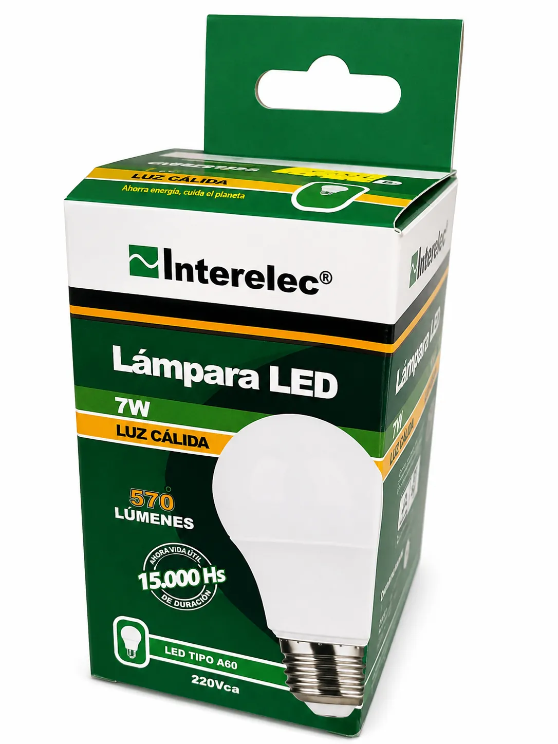 LAMPARA LED   7 W. BLANCO CALIDO A60  `INTERELEC`