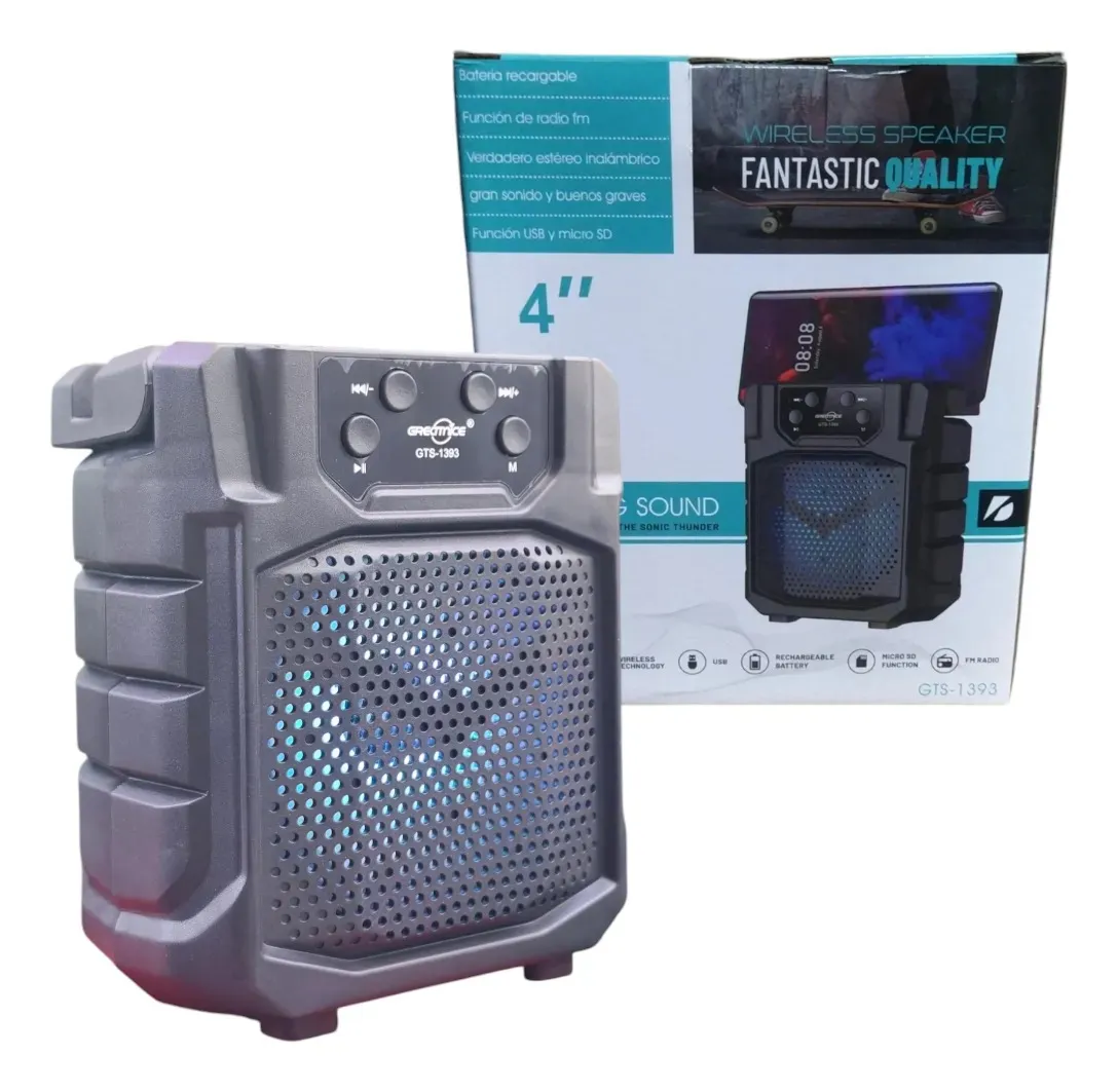Parlante Bluetooth 4 Pulgadas Con Soporte Negro