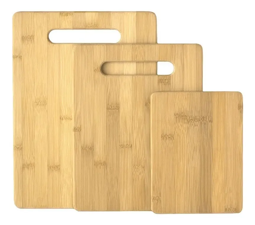 Set 3 Tablas Bandejas Bambu Madera Servir Preparar Comida