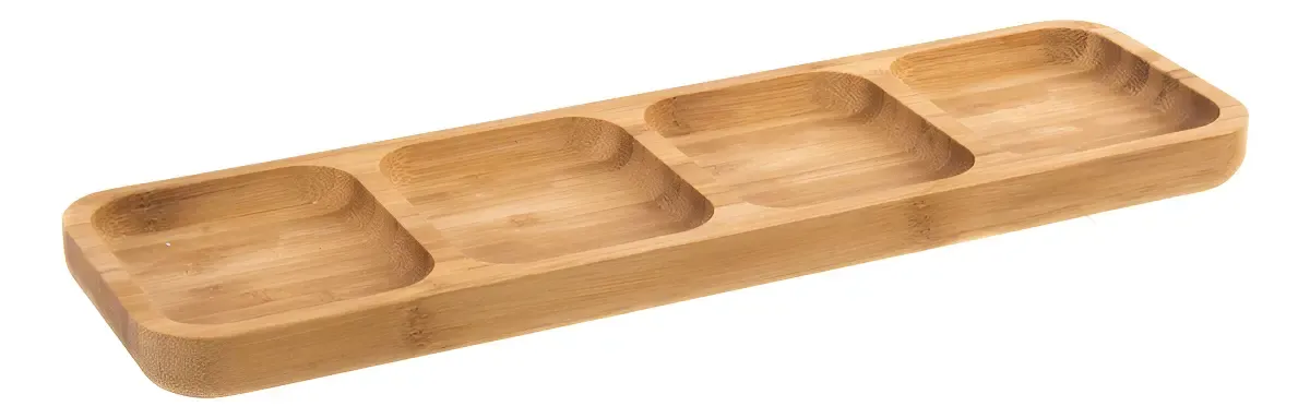 Copinetero de Bambú Rectangular con 4 Cavidades para Picadas