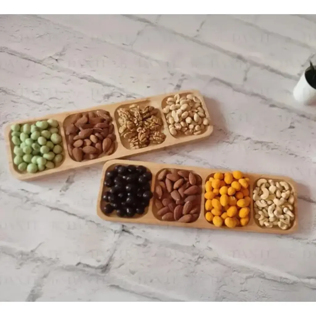 Copinetero de Bambú Rectangular con 4 Cavidades para Picadas - imagen 2