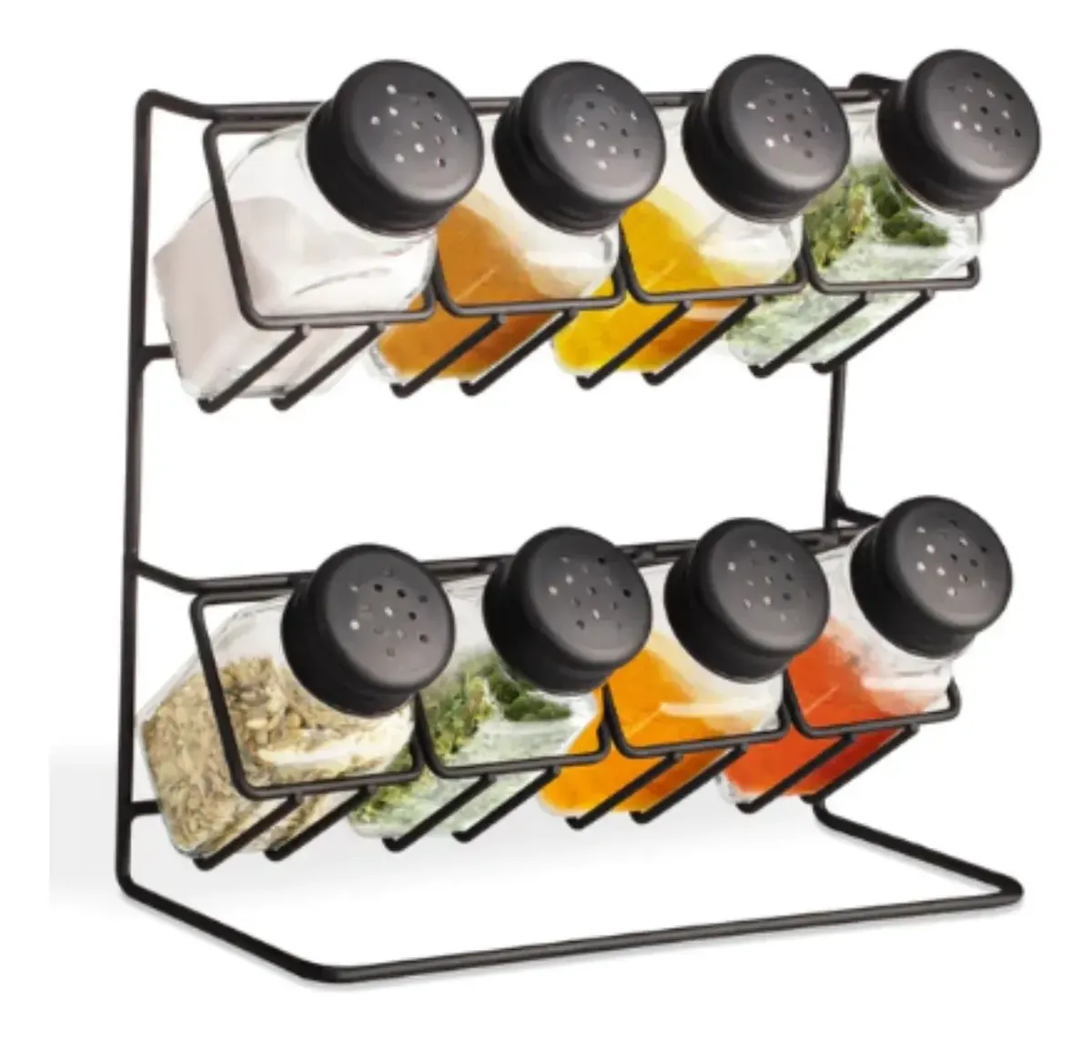 Especiero De 2 Pisos Con 8 Frascos Rack Soporte Metal Suka
