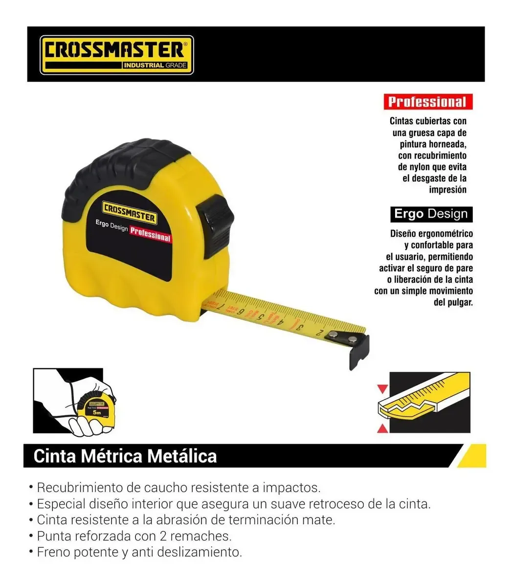 Cinta Métrica 8 Metros X 25 Mm Crossmaster - imagen 2
