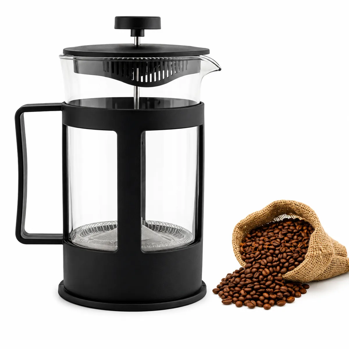 Cafetera Prensa Francesa Embolo vidrio base Negra 600 ml