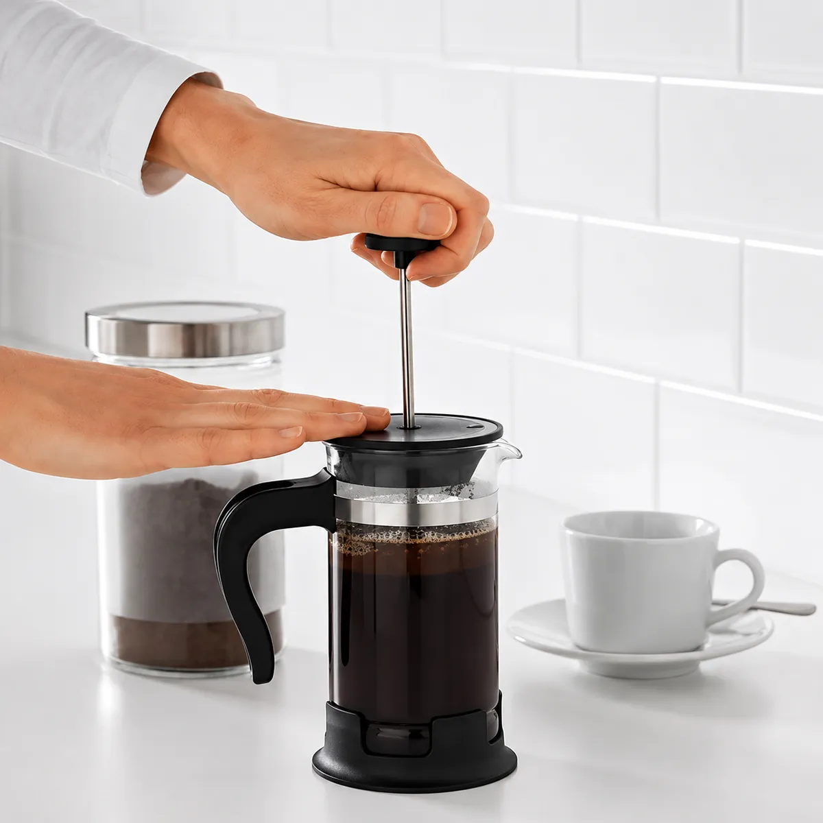 Cafetera Prensa Francesa Embolo vidrio base Negra 600 ml - imagen 2