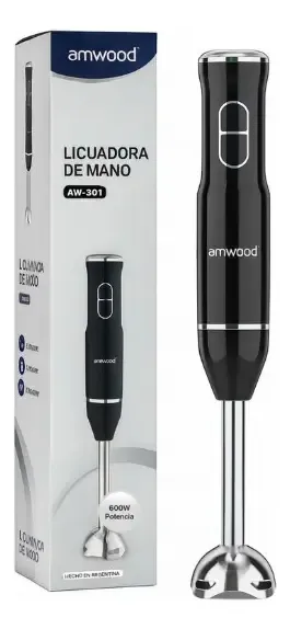 Minipimer Mixer Licuadora De Mano Amwood 600w 2 Velocidades Negro