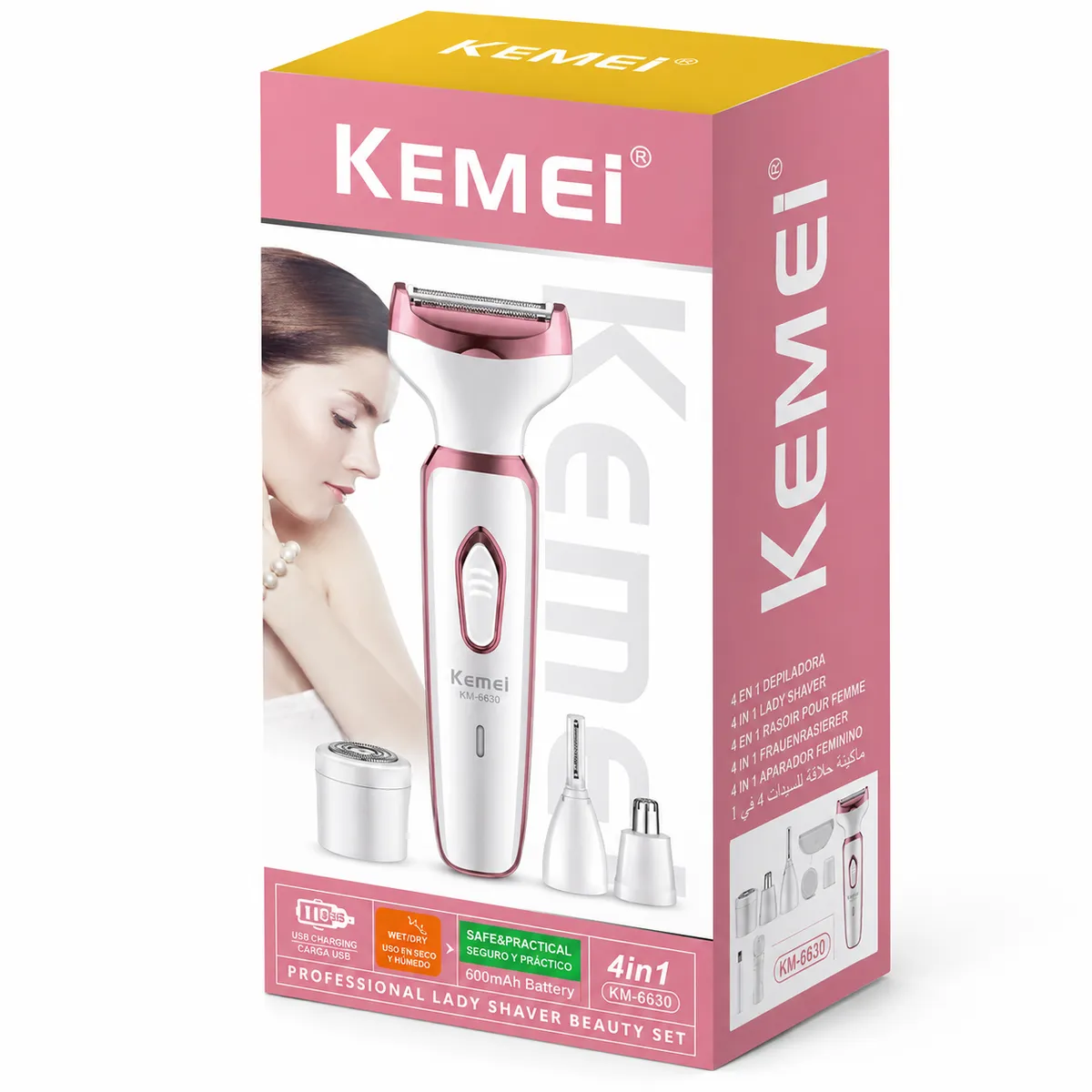 afeitador femenino 4 en 1 recargable kemei