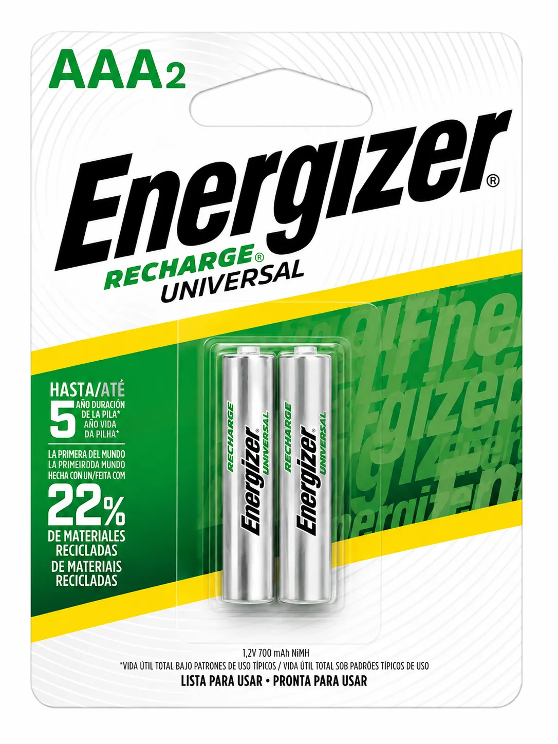 PILA AAA X 2 UN. RECARGABLE     `ENERGIZER`