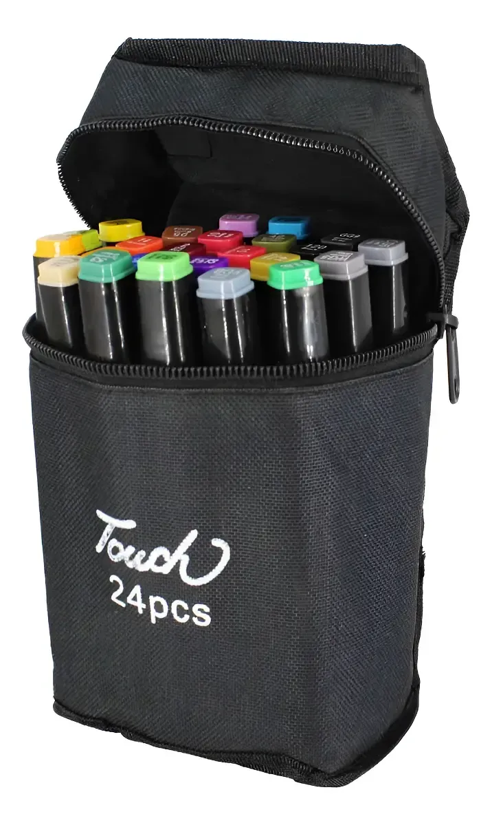 Marcadores Fibras Doble Punta Set X 24 Colores Con Estuche