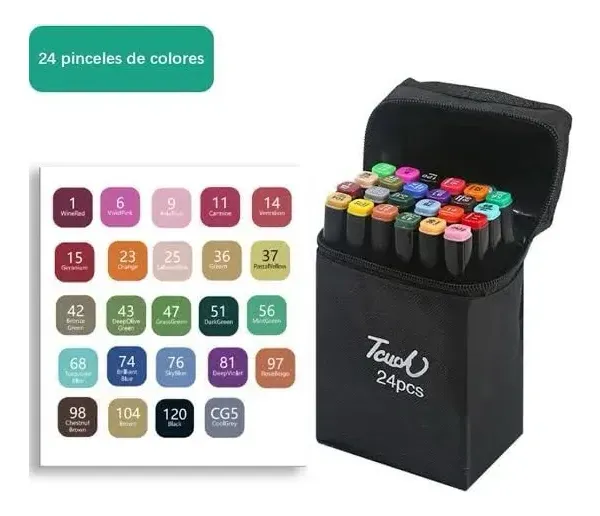Marcadores Fibras Doble Punta Set X 24 Colores Con Estuche - imagen 2