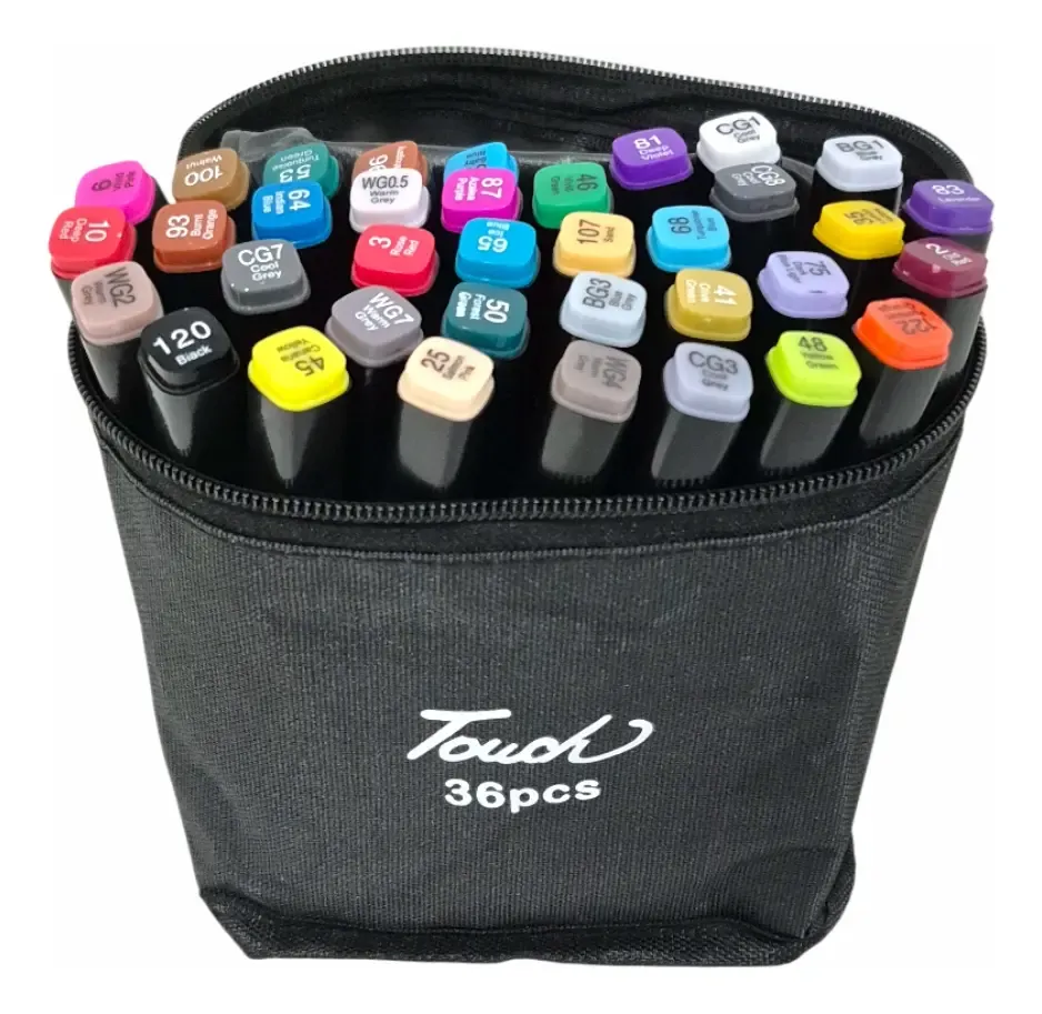 Marcadores Fibras Doble Punta Set X 36 Colores Con Estuche