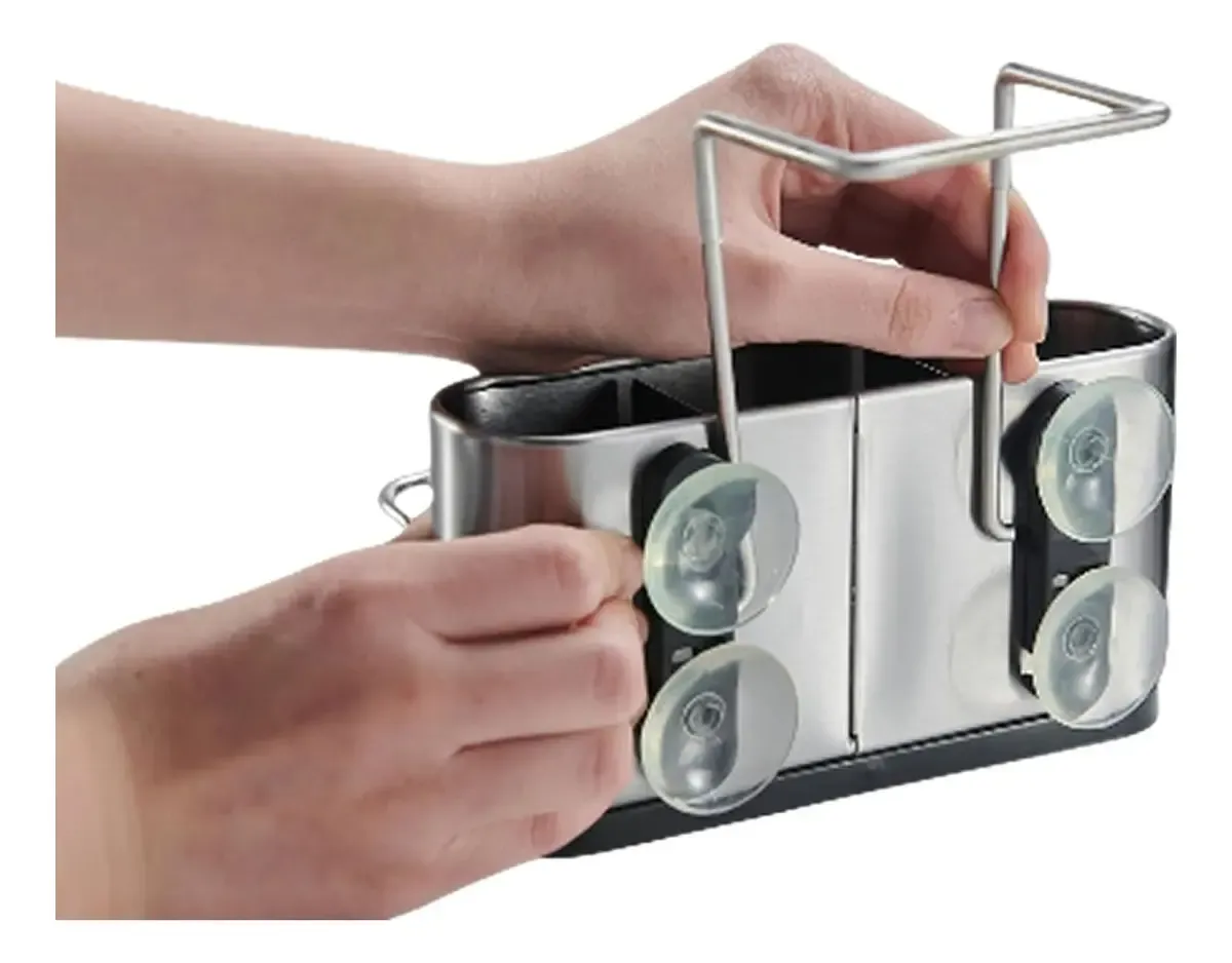 Organizador Bacha Colgante Acero Inox Suka Cocina Sopapa Color Plateado - imagen 3