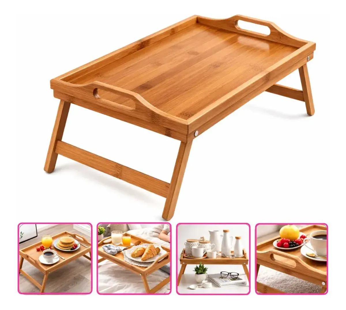 bandeja de cama bamboo 50x 30 x 21
