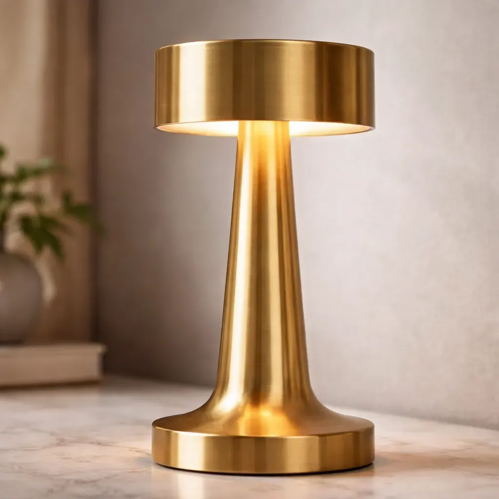 Velador Led Táctil Recargable Usb Dorado - imagen 2