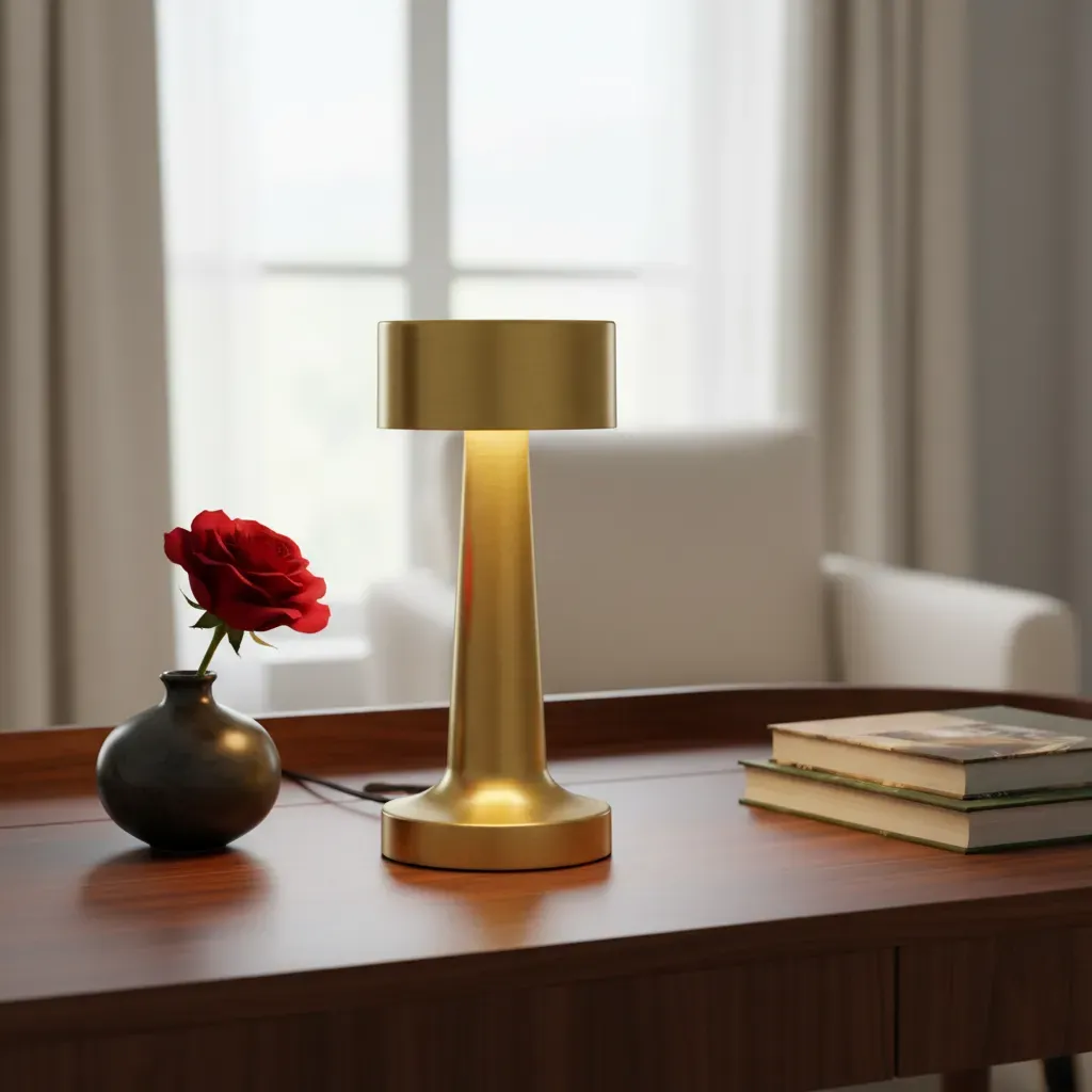 Velador Led Táctil Recargable Usb Dorado - imagen 3