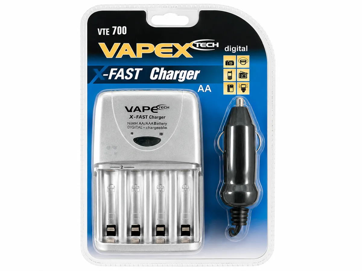 CARGADOR DE PILAS RECARGABLES AA AAA CON PLUG 12V VTE700