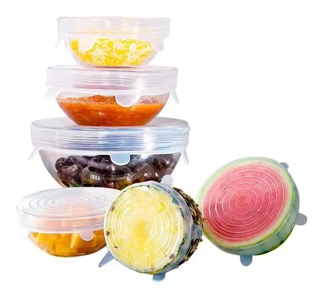 set de 6 tapas adaptables de silicona redondas