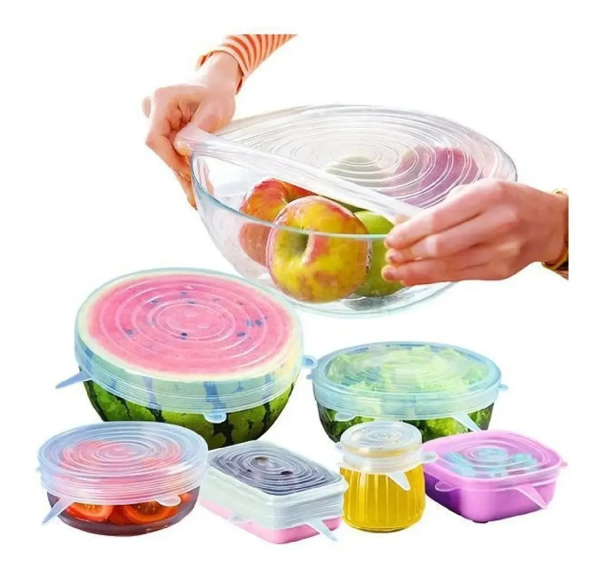 set de 6 tapas adaptables de silicona redondas - imagen 3