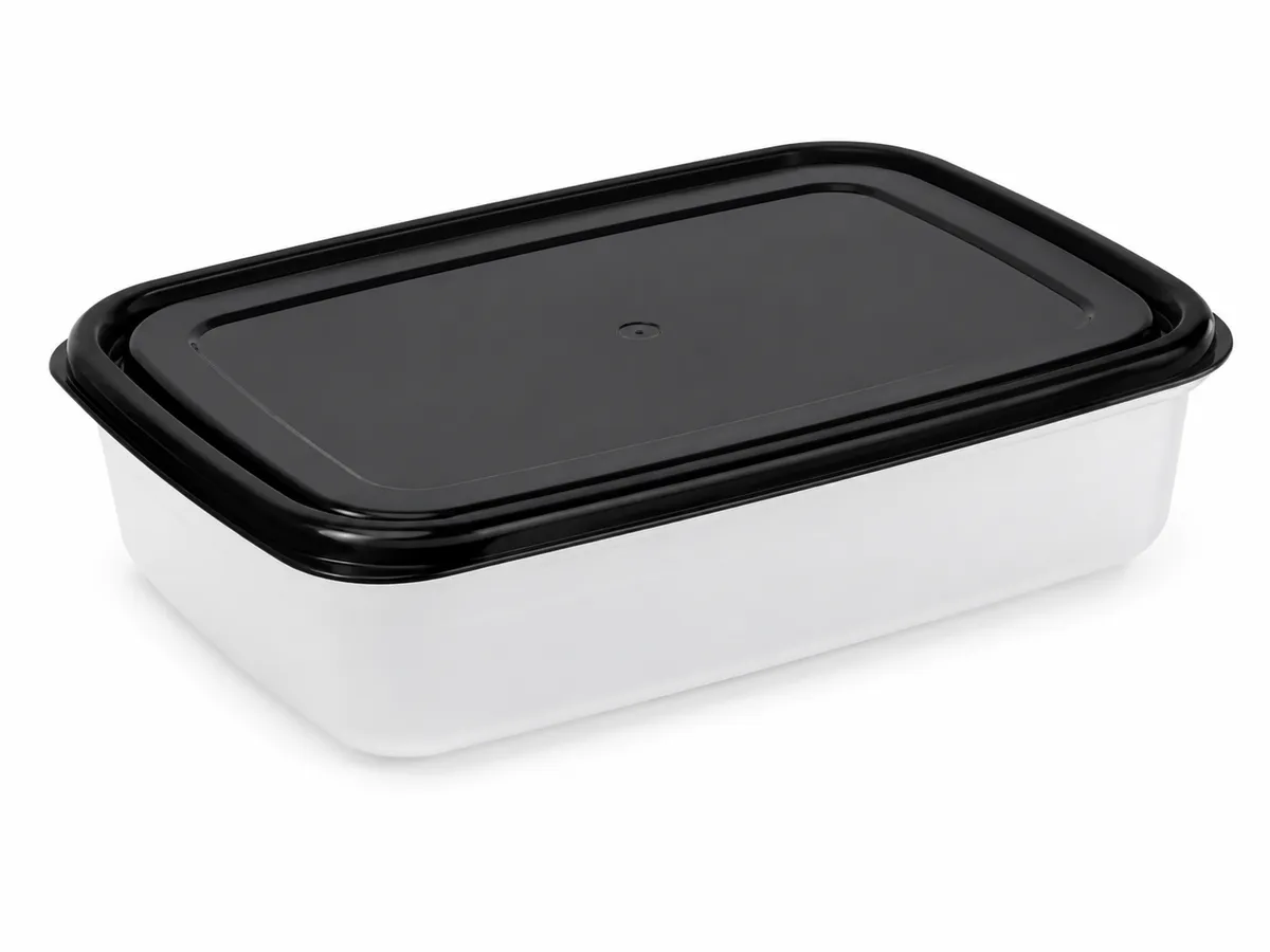 hermetico 2.5 litros plastico rectangular con tapa negra