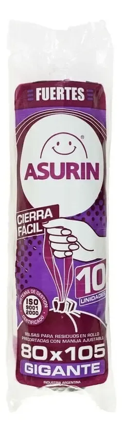 Bolsas De Residuos Asurin Gigante 80x105 Negra 10 Unidades