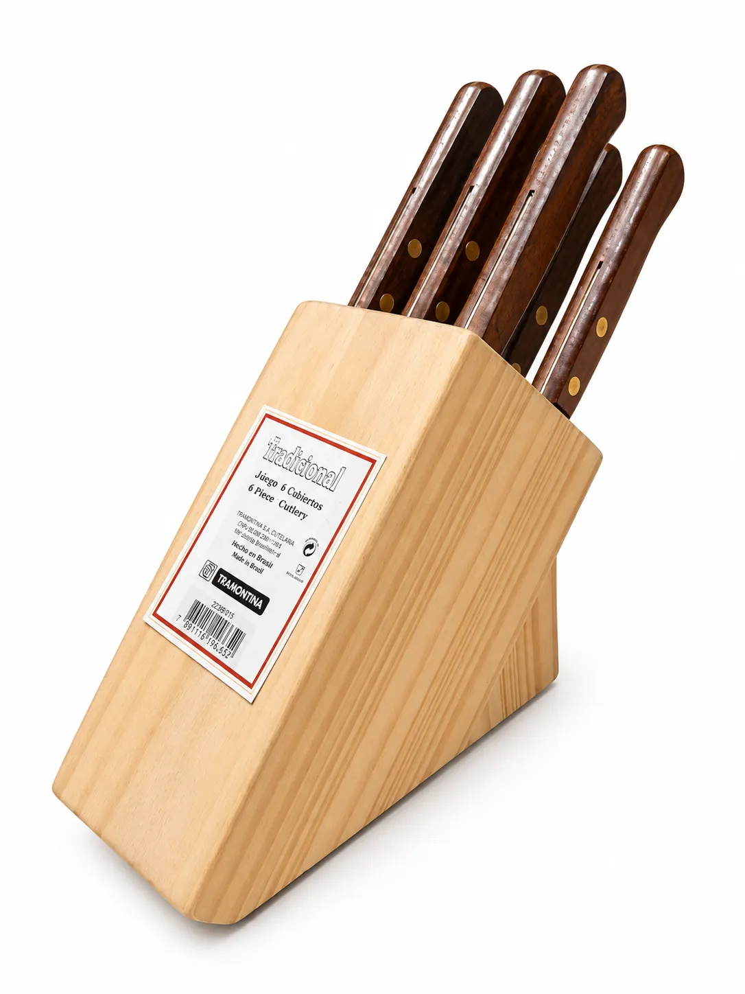 SET DE 6 CUCHILLOS TRAMONTINA CON BASE