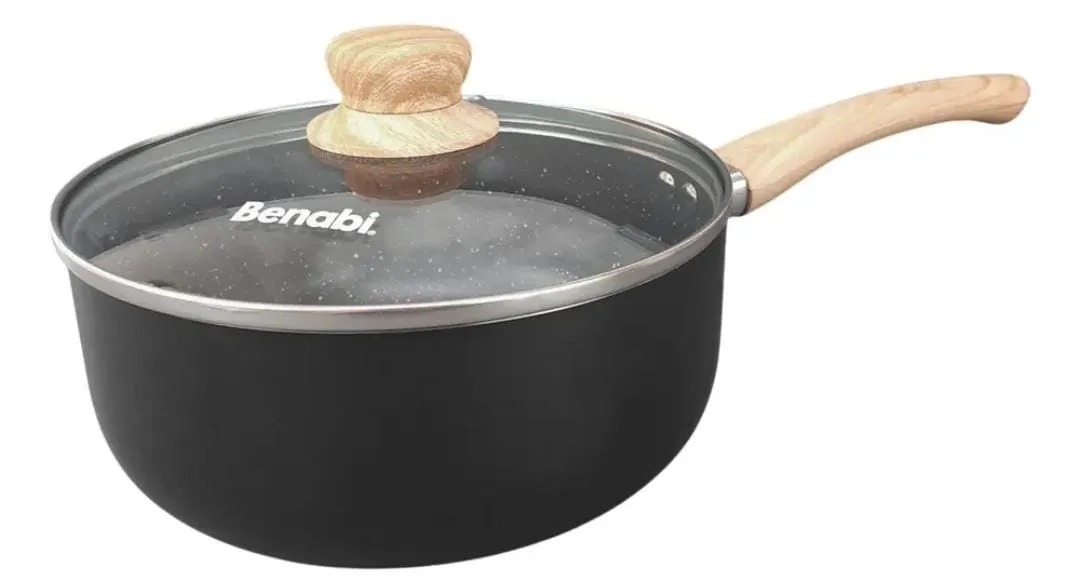 cacerola antiadherente 18 cm benabi con mango simil madera