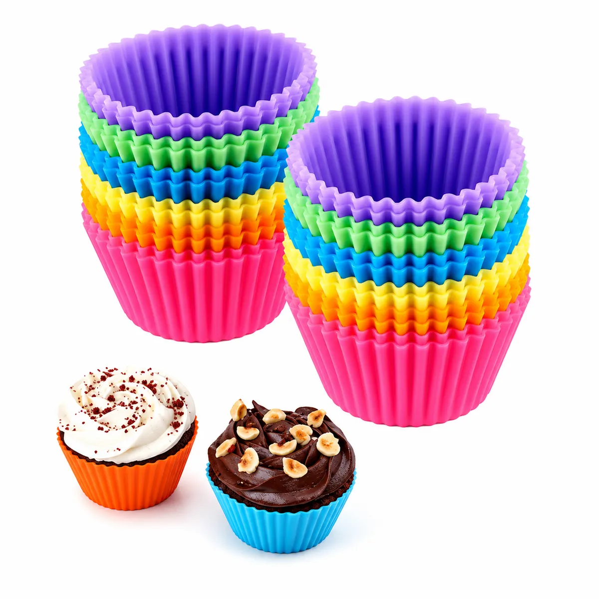Molde Muffin x 12 Silicona Color en Red para Horno BENABI