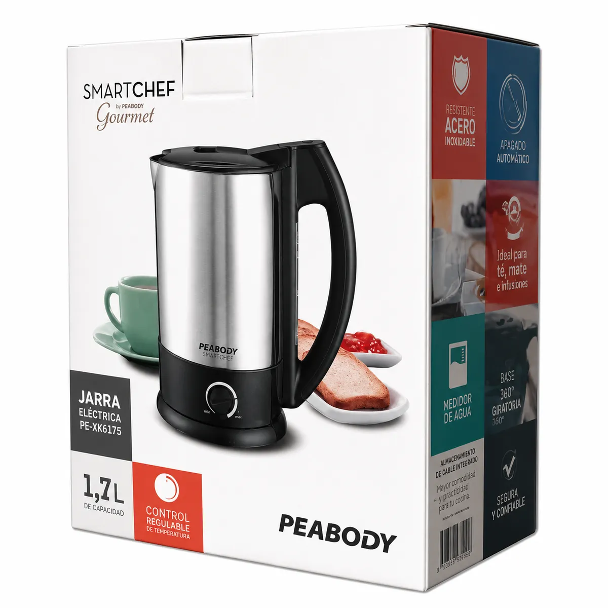 jarra electrica smart chef gourmet 1.7 litros peabody