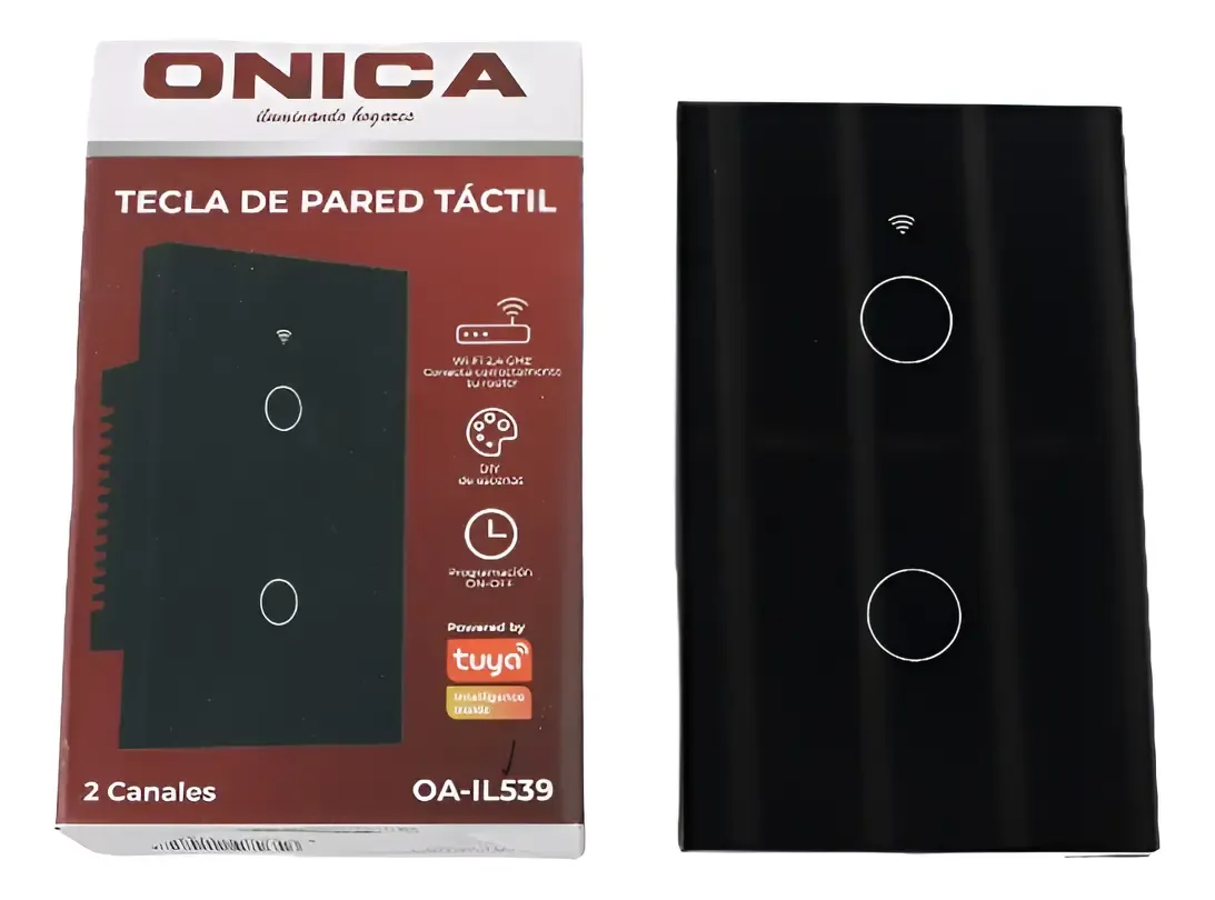 Tecla Llave Smart Táctil Wifi 2 Canales Alexa Google 10a 10 COLOR NEGRO