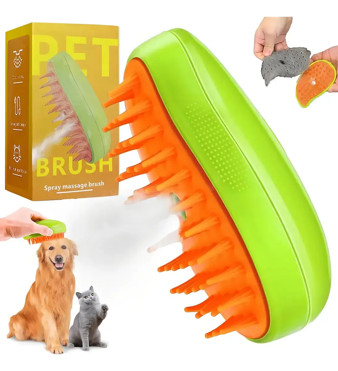 cepillo para mascotas recargable spray 